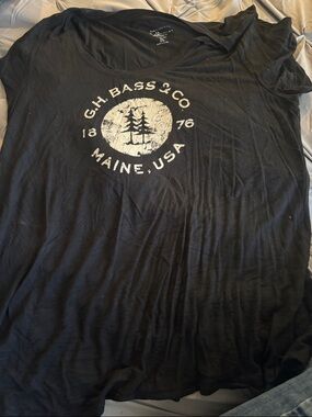 G.H. Bass & Co. Black Tee with White Maine Logo